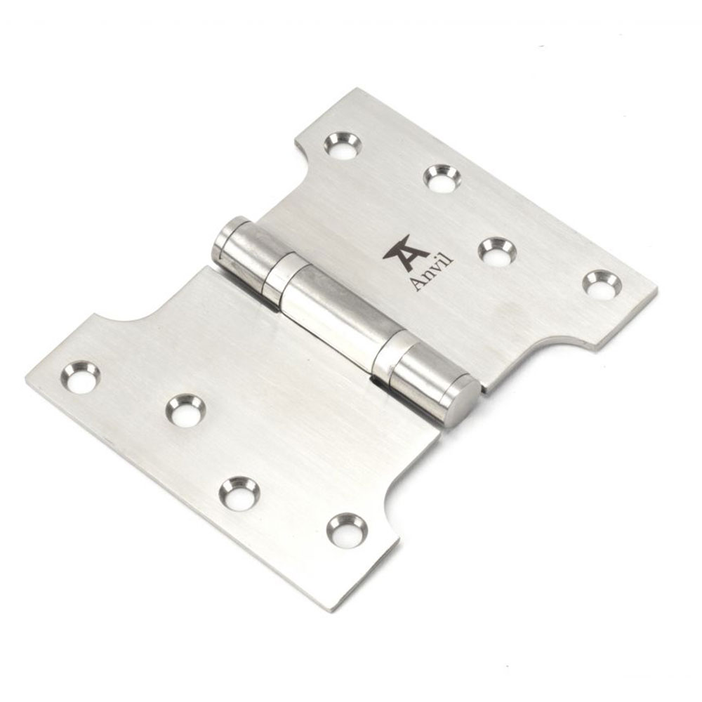 From the Anvil 4 Inch (102mm x 127mm) Parliament Hinge (Sold in Pairs) - Satin Stainless Steel